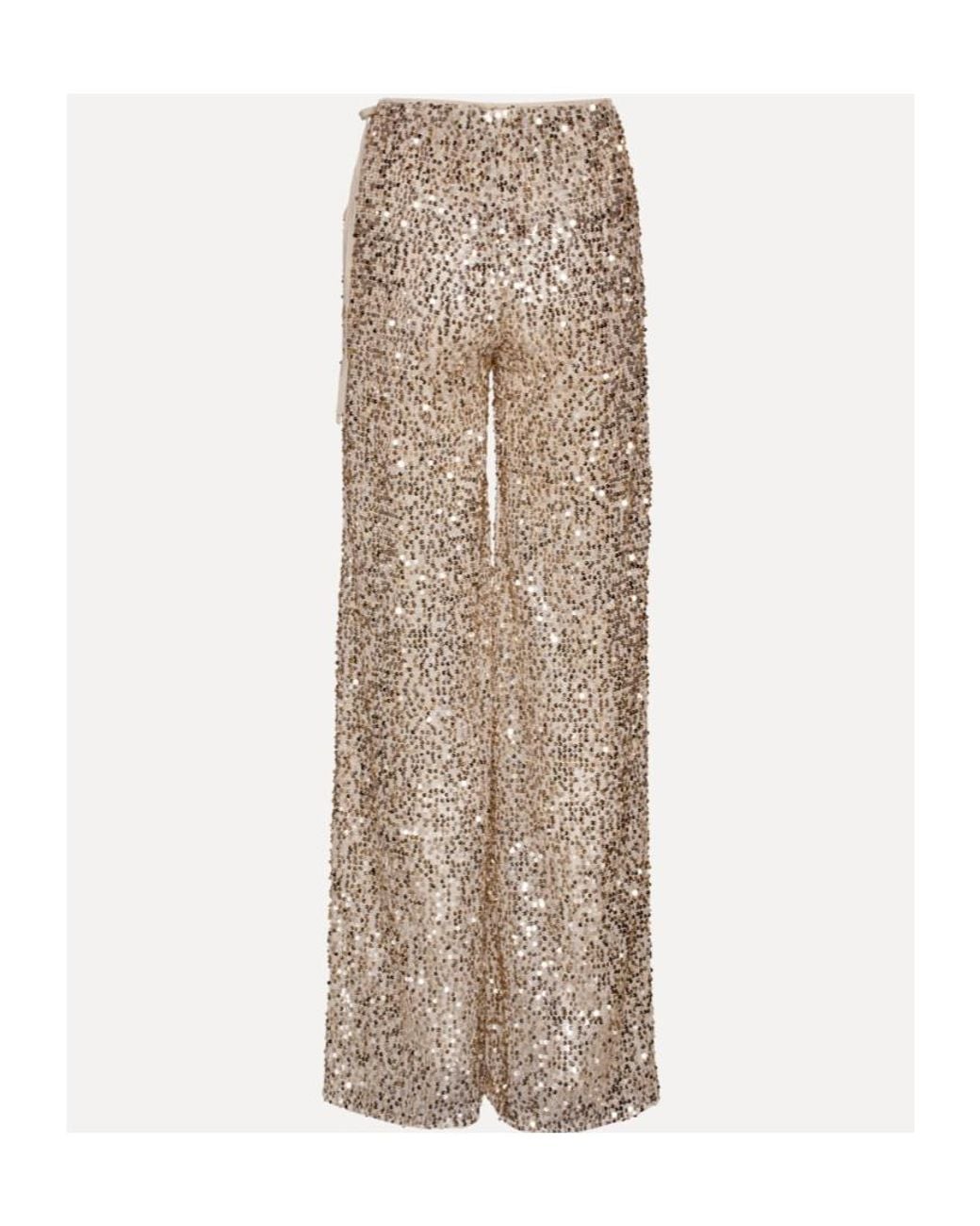 ROTATE BIRGER CHRISTENSEN Natural Net Sequins Pants