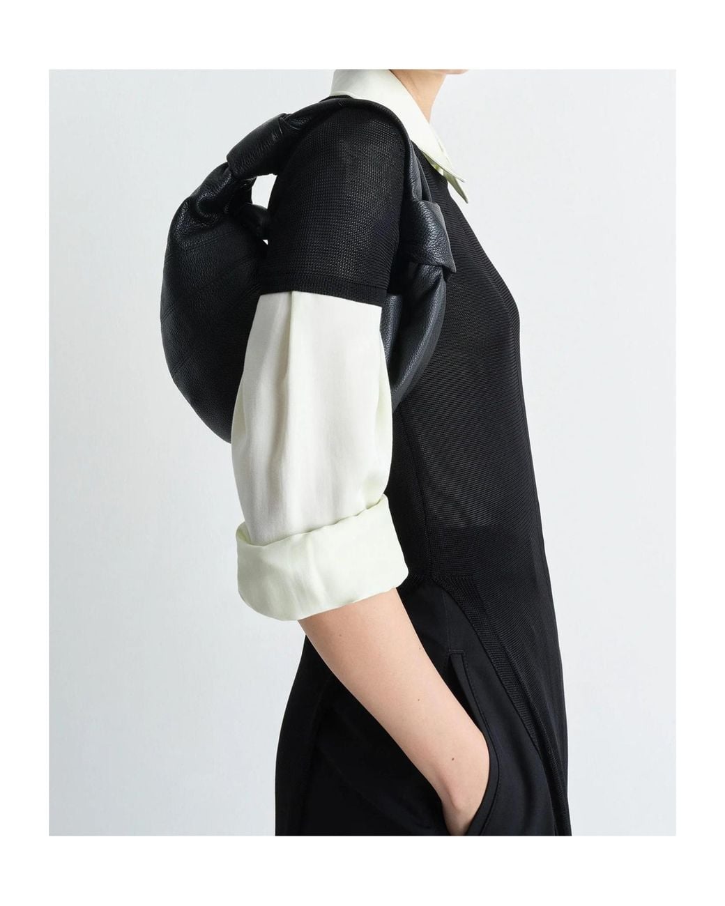 Lemaire Black Fortune Croissant Mini Top Handle Bag