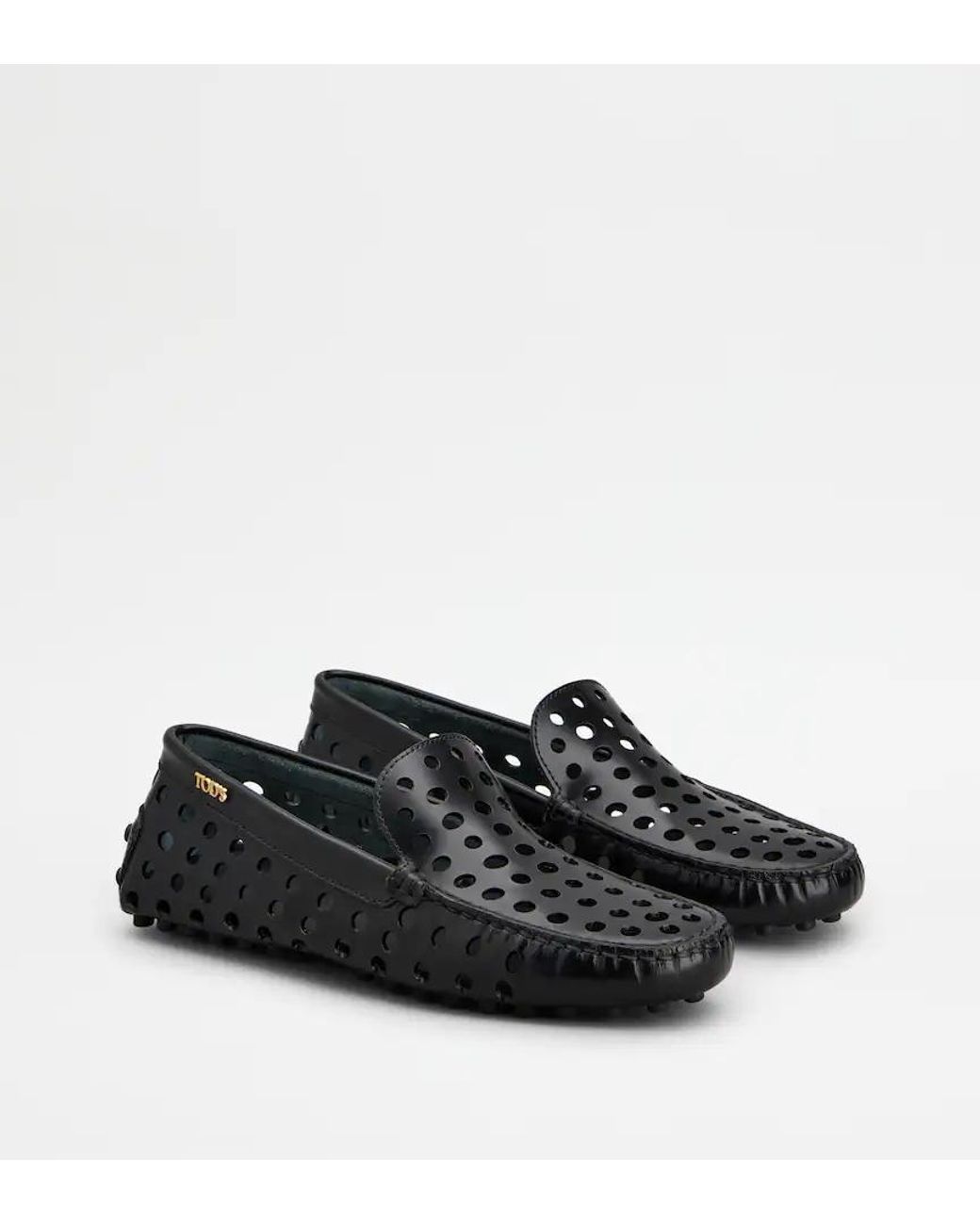 Tod's Black Gommino Perforated Loafers