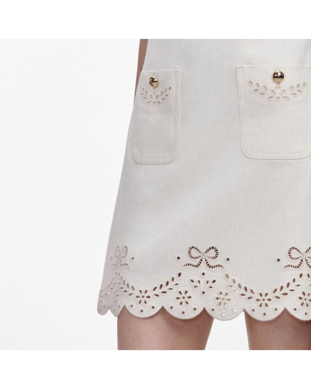 Self-Portrait White Bow-Detail Broderie-Anglaise Mini Dress
