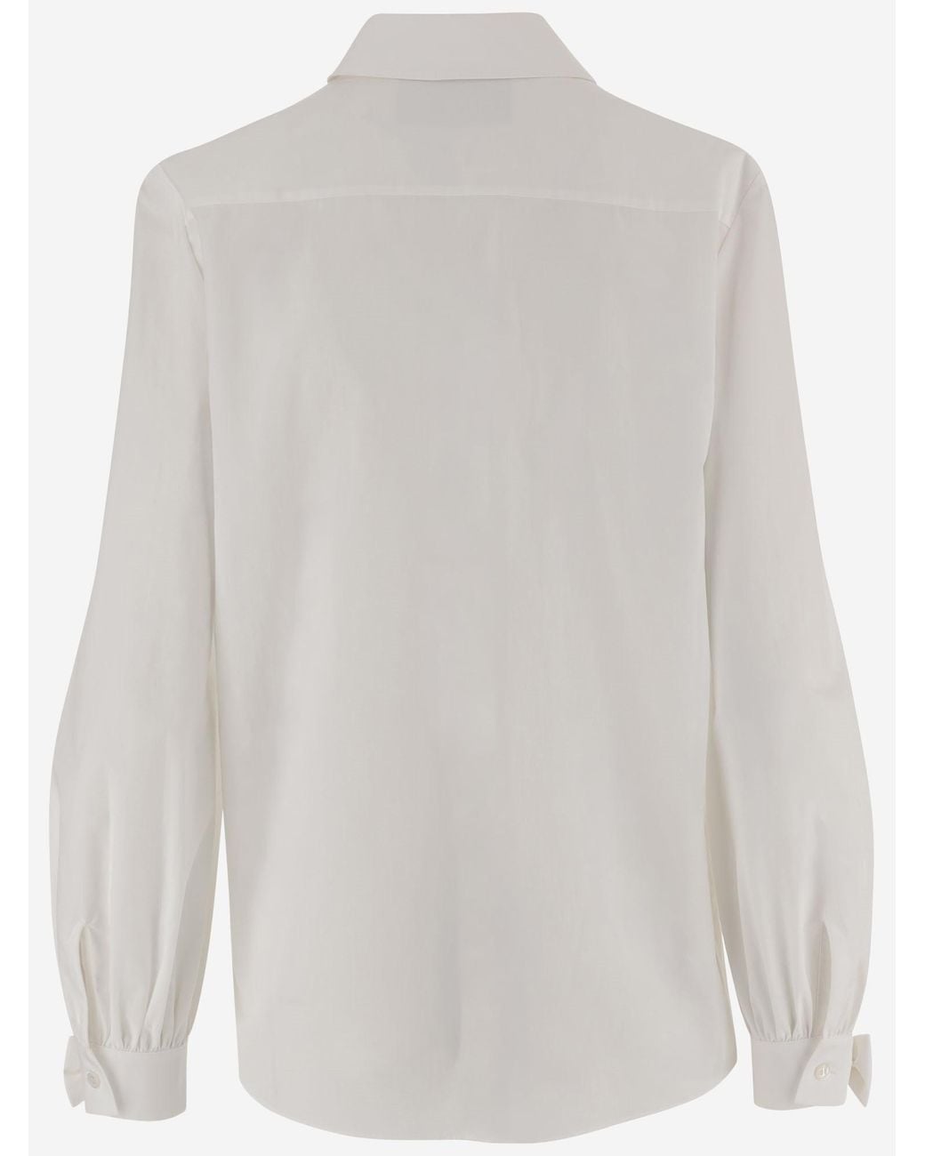 Valentino White Bow-Detail Long-Sleeve Shirt
