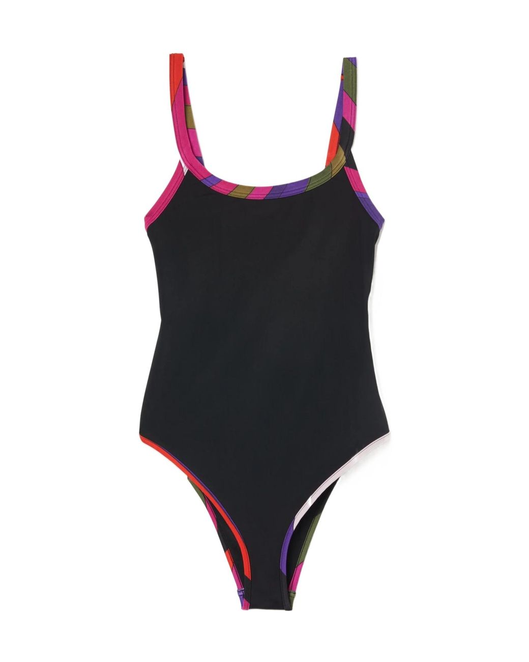 Emilio Pucci Black Pucci Printed Trim Swimsuit