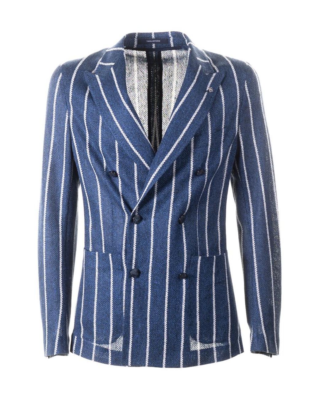 Tagliatore Blue Striped Suit Jacket for men