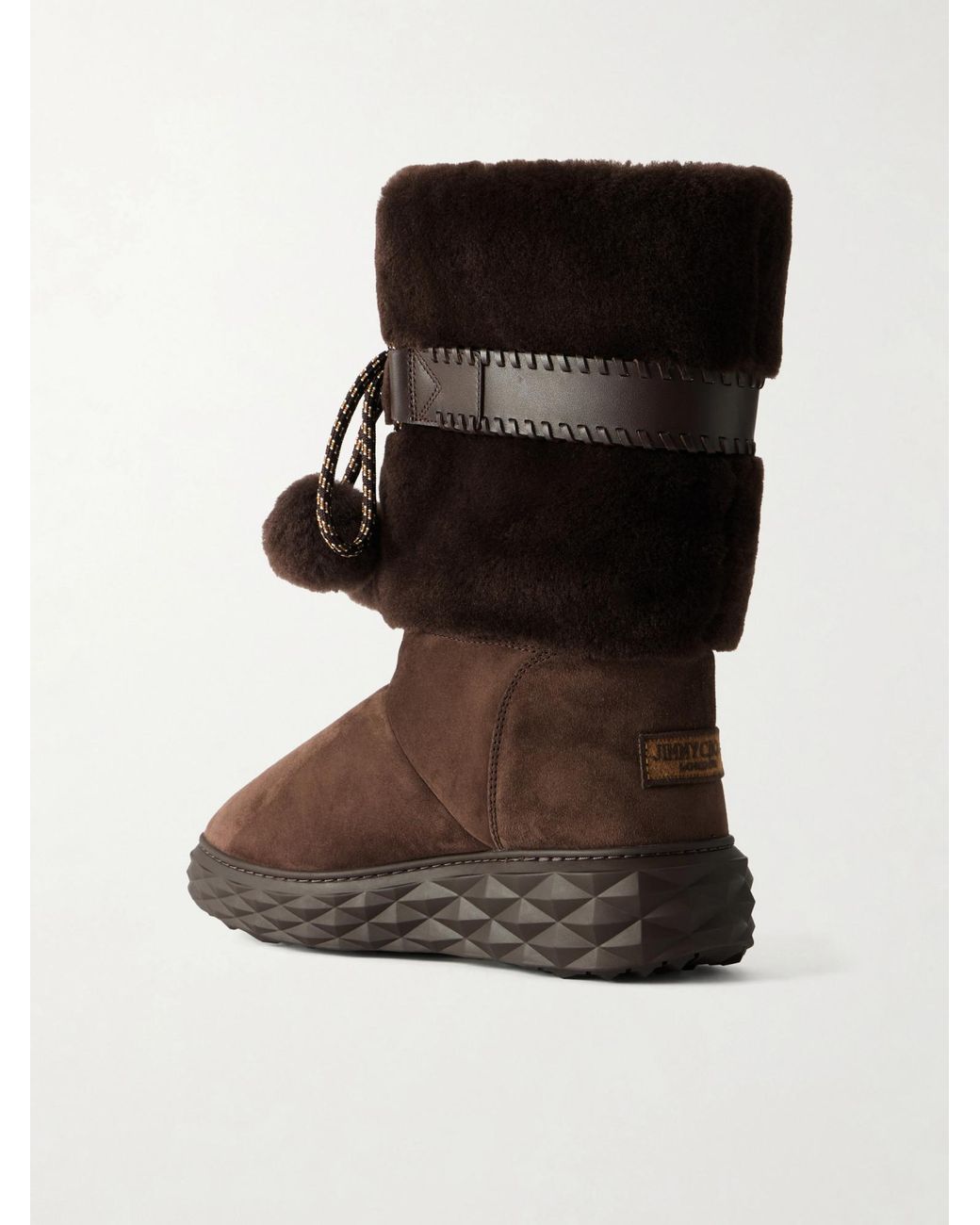 Jimmy Choo Brown Shearling-Trimmed Suede Knee Boots
