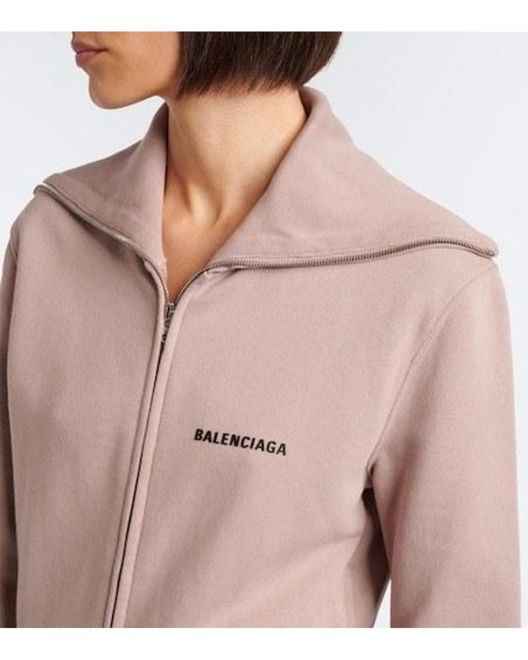 Balenciaga Pink Logo Cotton Zip-Up Sweatshirt