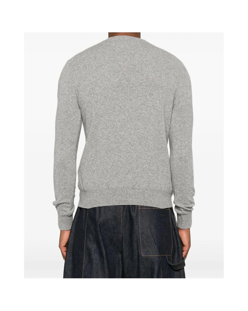 COMME DES GARÇONS PLAY Gray Comme Des Garçons Play Logo Patch Crewneck Cardigan for men