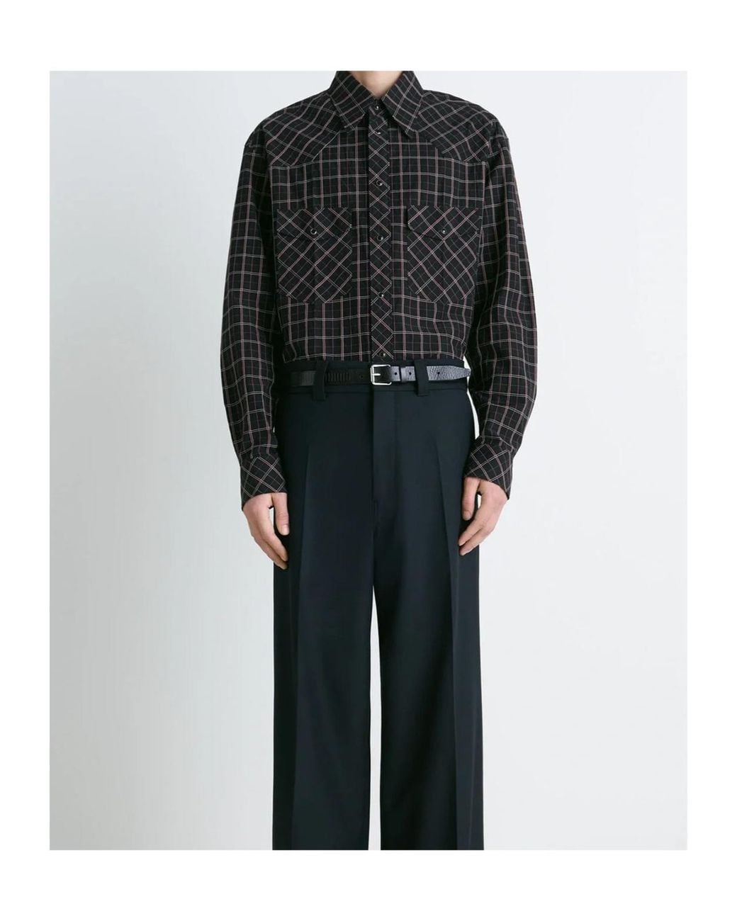 Lemaire Black Check Shirt for men