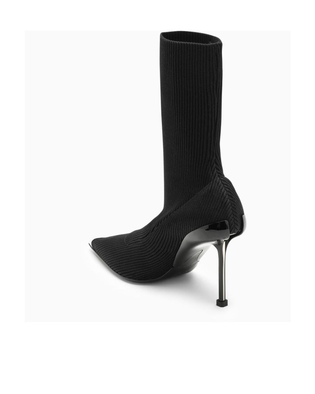 McQueen Black Slash Pointed-Toe Ankle Boots