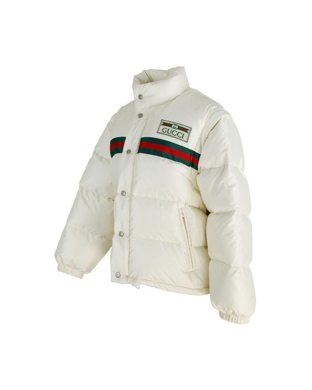 Gucci White Logo-Patch Padded Bomber Jacket