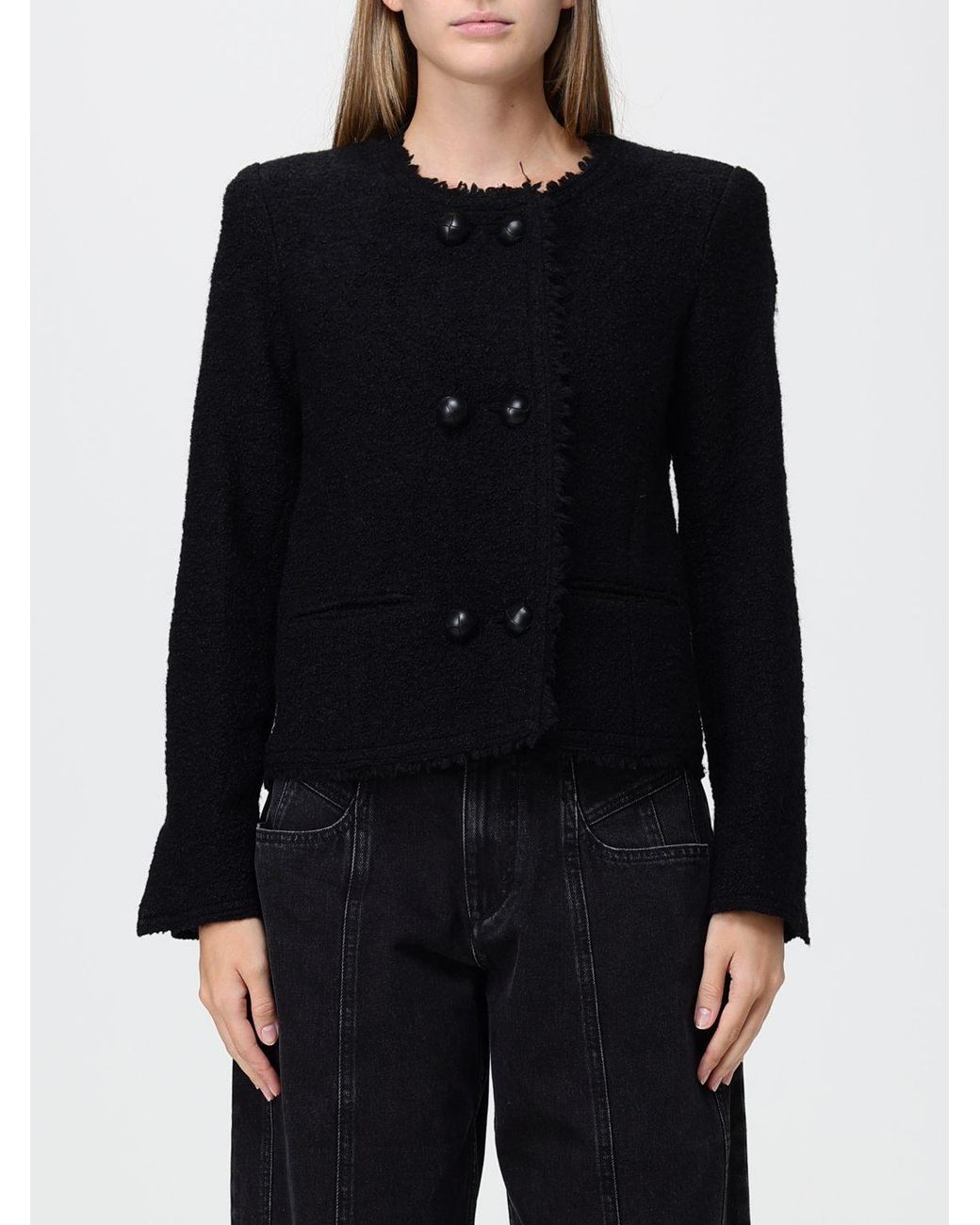 Isabel Marant Black Suely Bouclé Double-Breasted Blazer