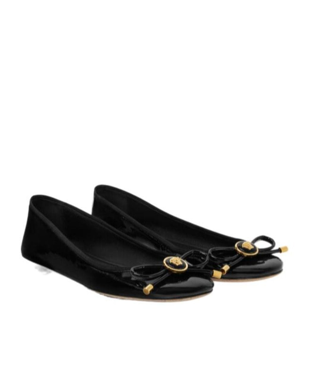 Versace Black Medusa-Head Round-Toe Ballerina Shoes