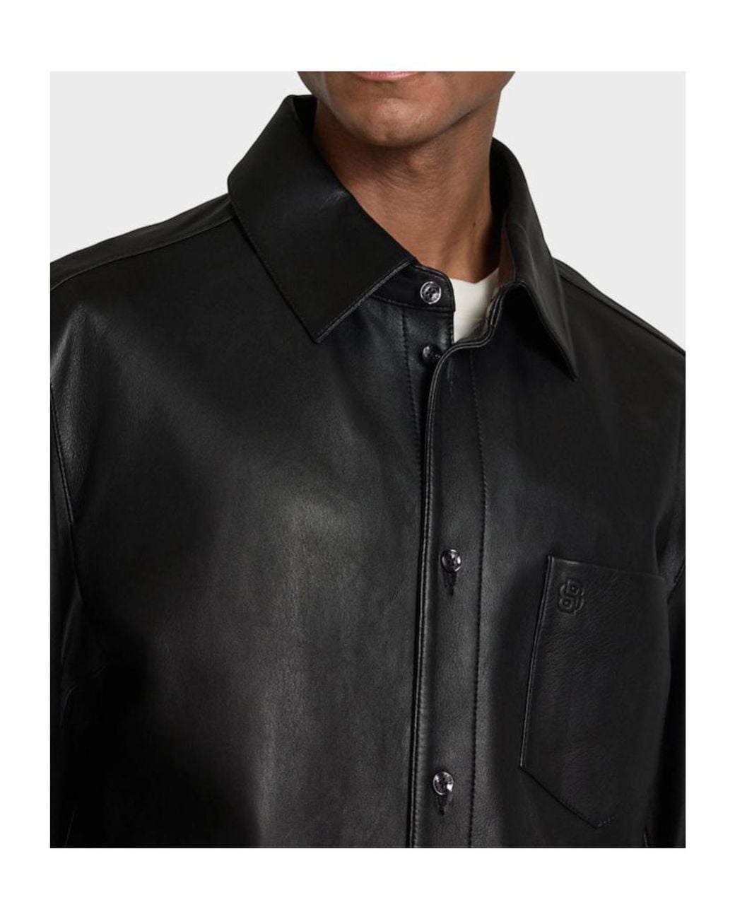 Boss Black Boss Button-Up Leather Jacket for men