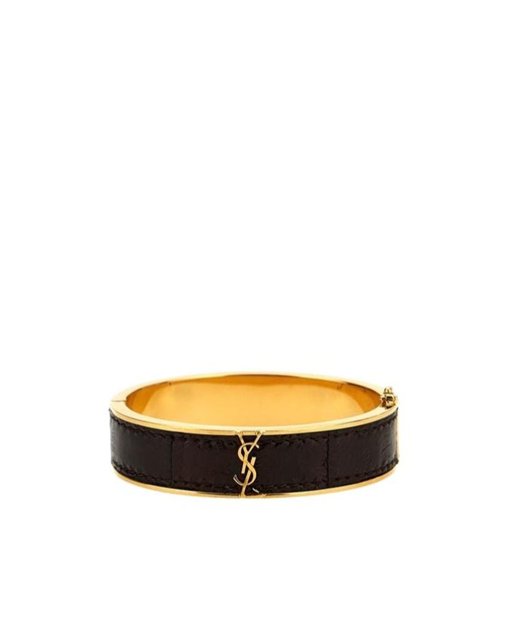 Saint Laurent Multicolor 'Ysl' Leather Inlay Bracelet