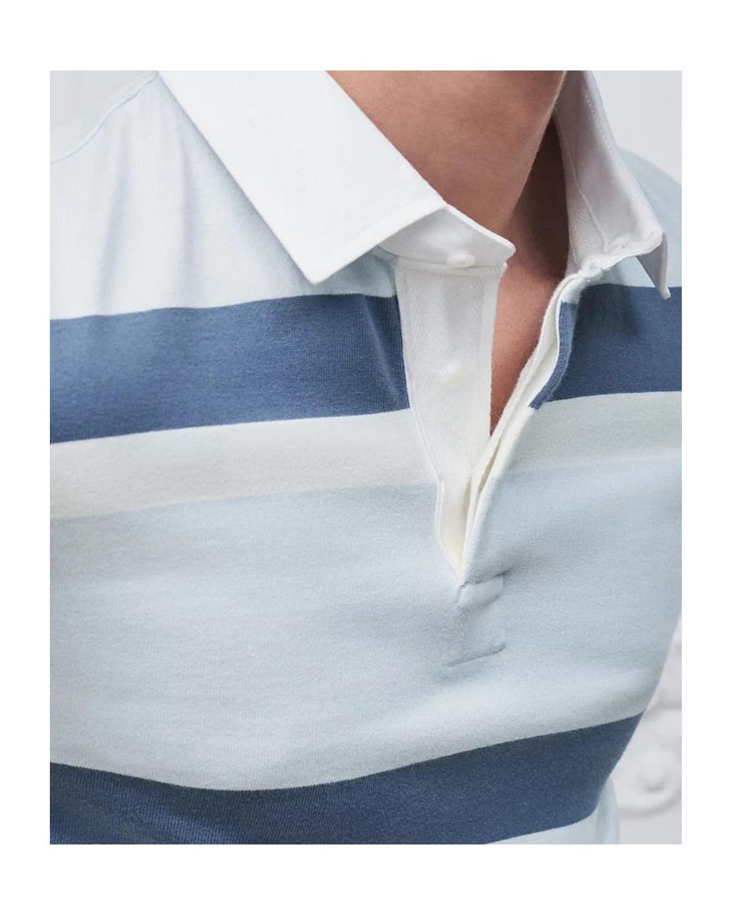 Dior Blue Homme Striped Long Sleeve Polo Shirt for men