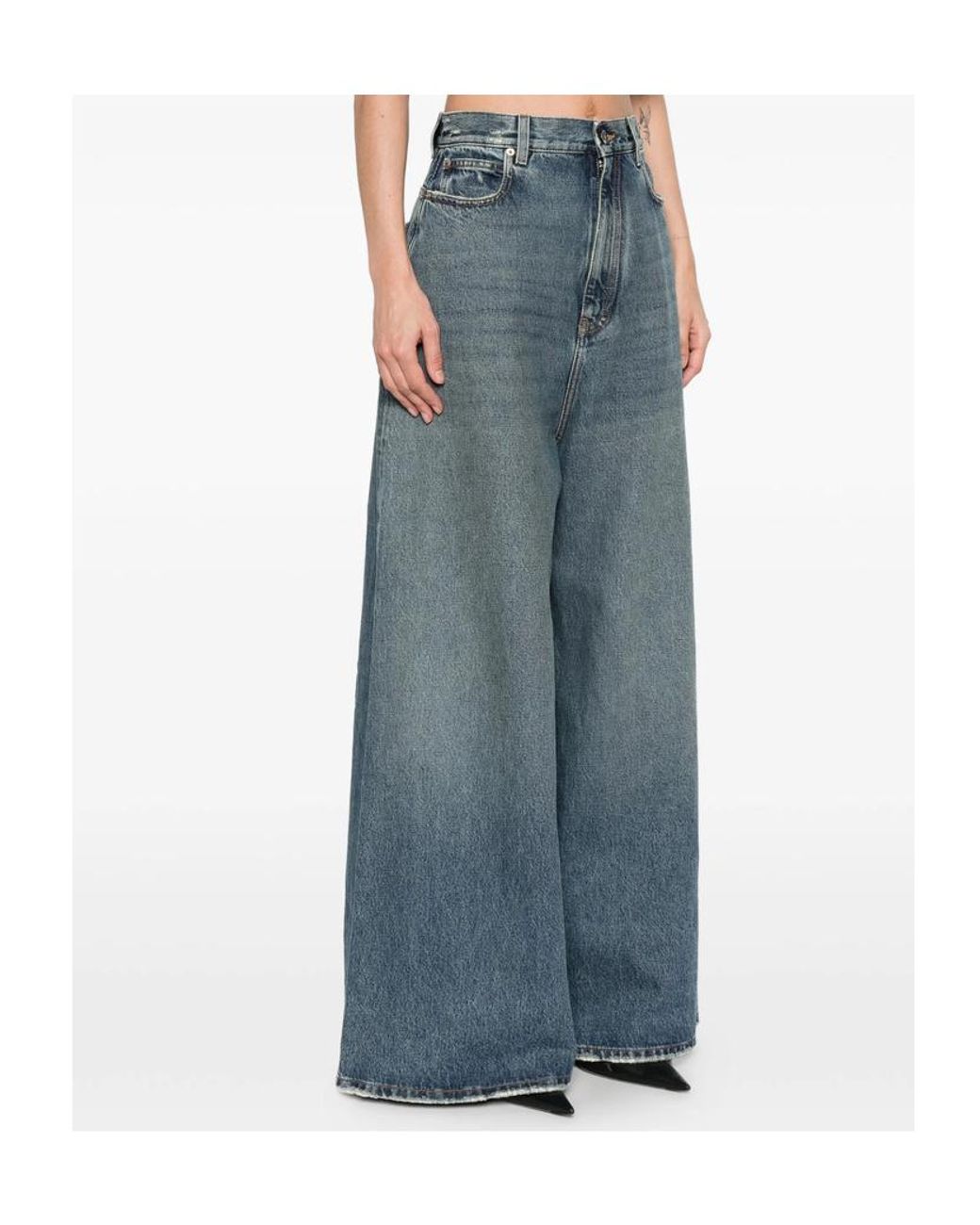 Balenciaga Blue High-Waisted Wide-Leg Jeans