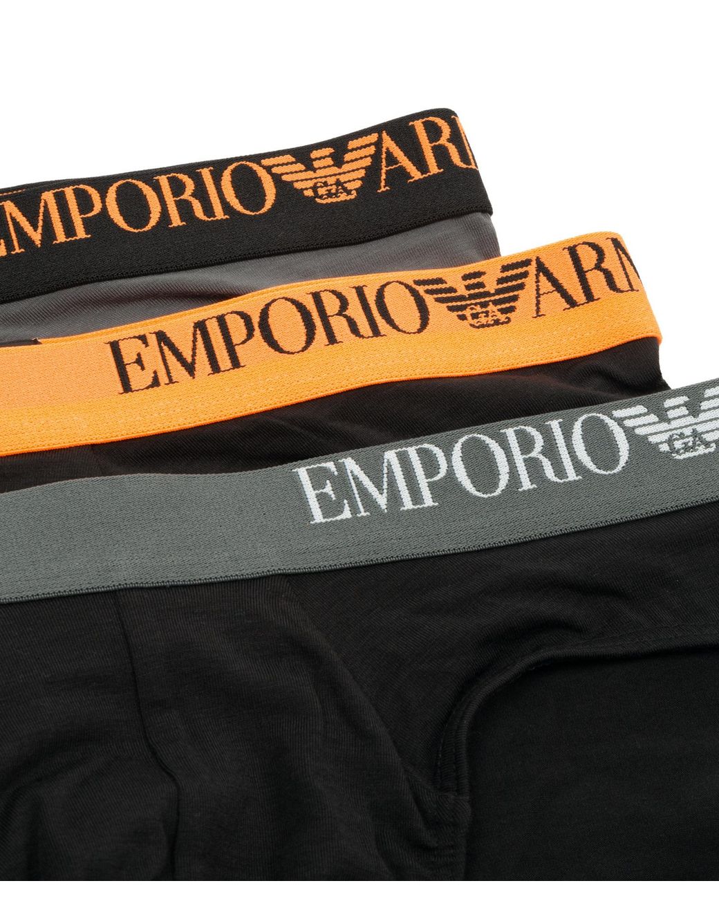 Emporio Armani Black Elastic Waist Briefs 3-Pack for men