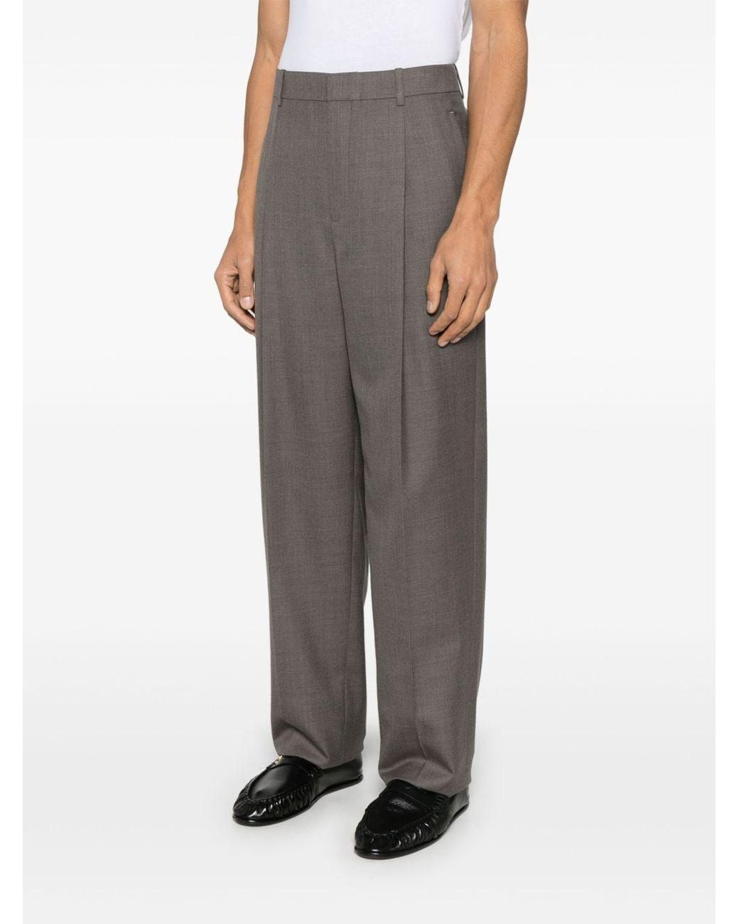 Saint Laurent Gray High Waist Twill Pants for men