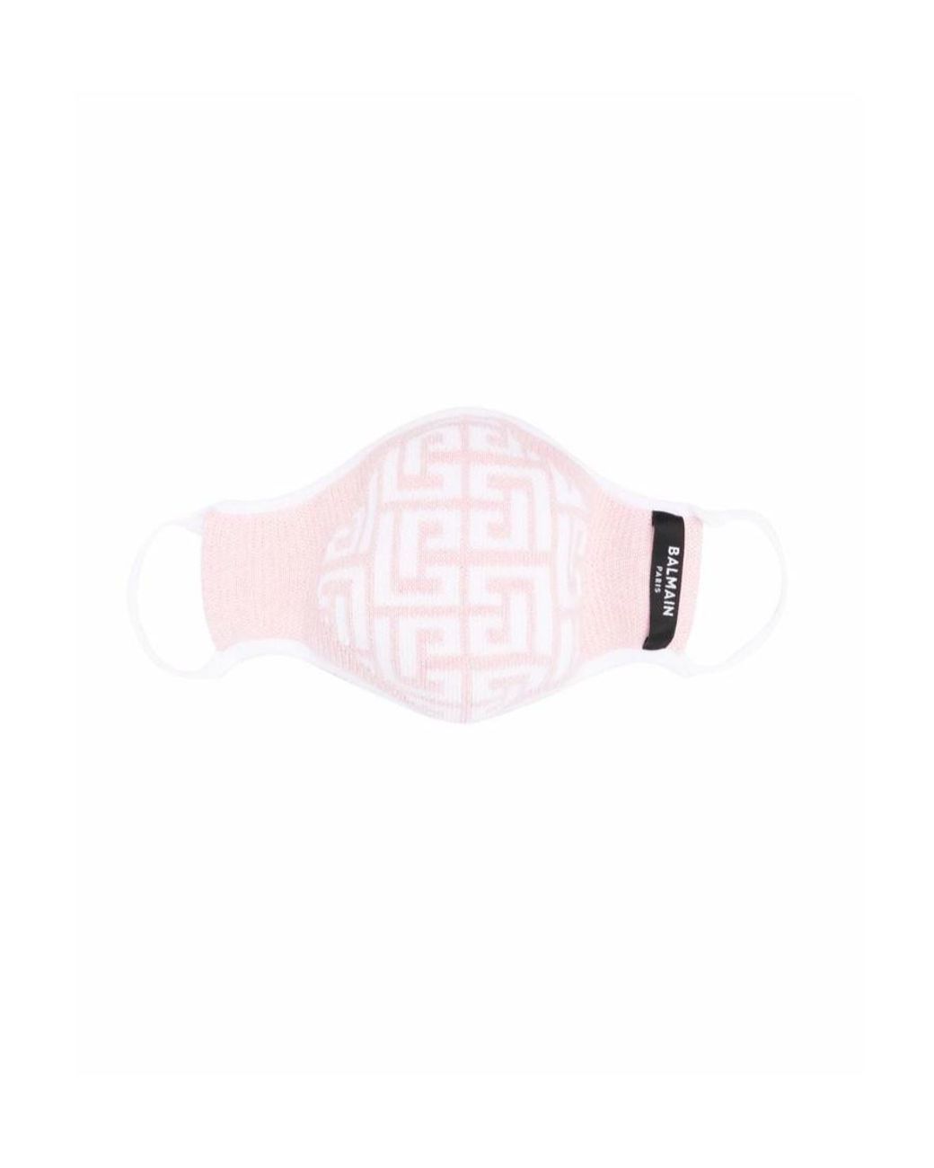 Balmain Pink Logo-Intarsia Knitted Cotton Face Mask