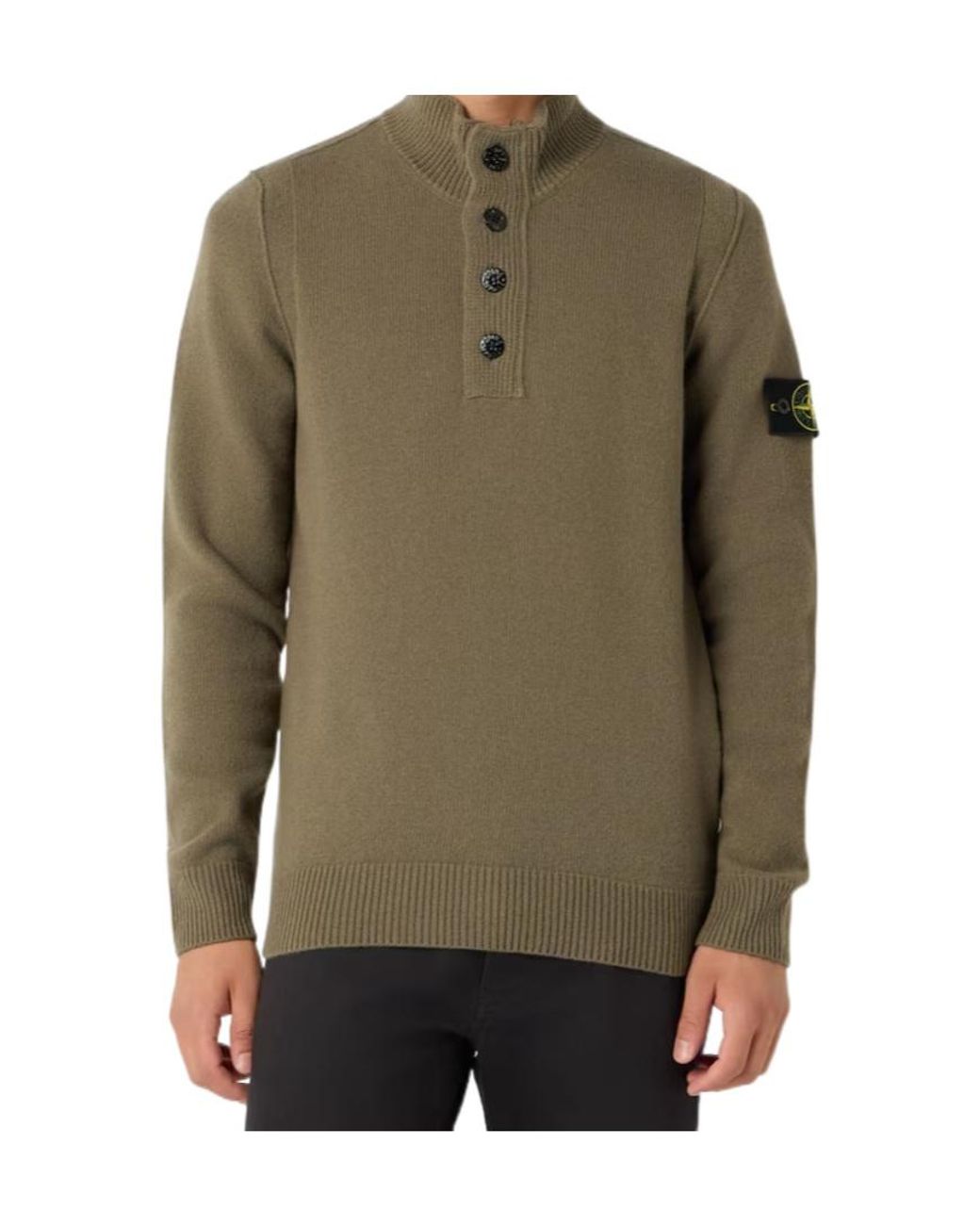 Stone Island Green Long-Sleeved Sweater for men