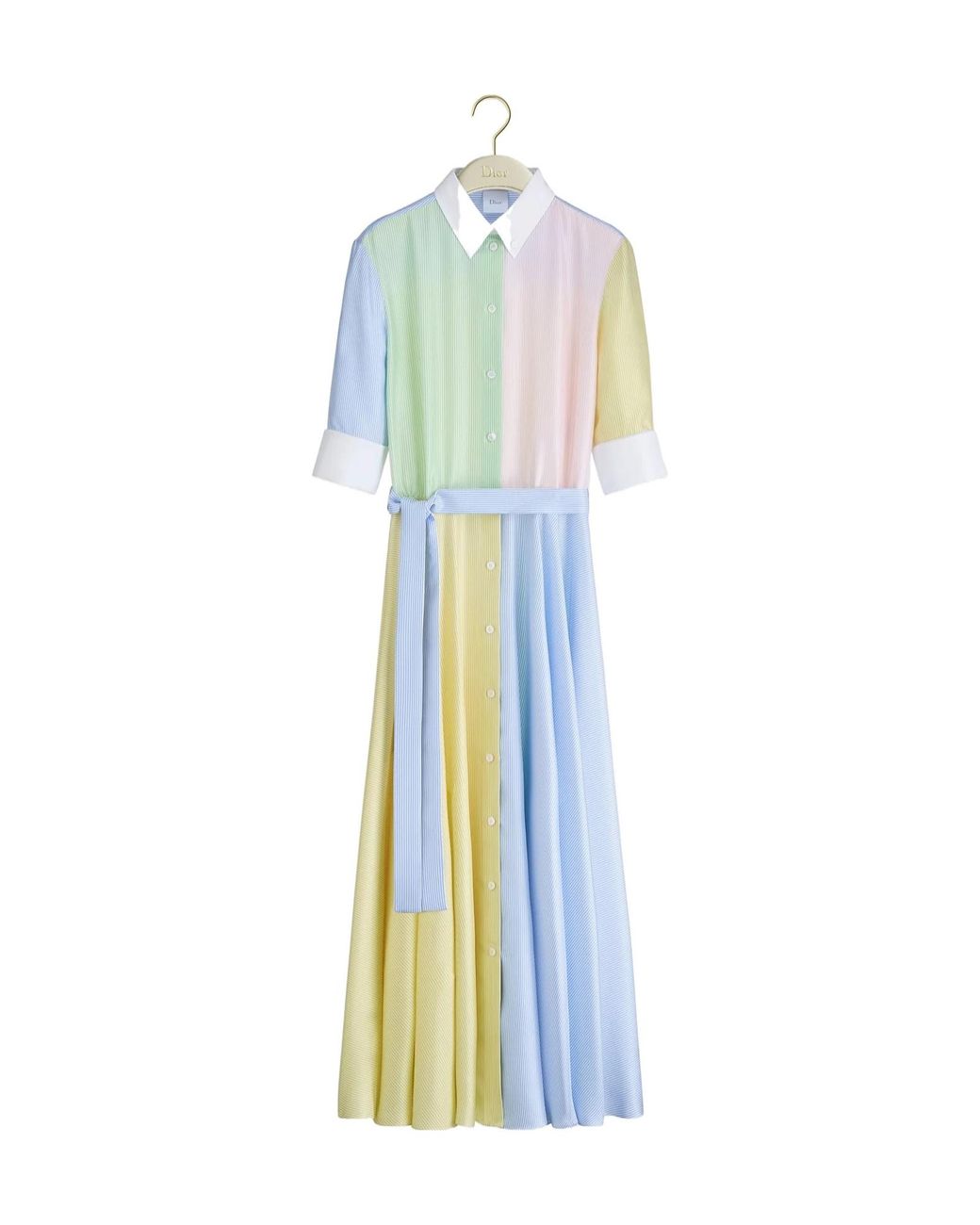 Dior Blue Iviera Mid-Length Belted Shirtdress