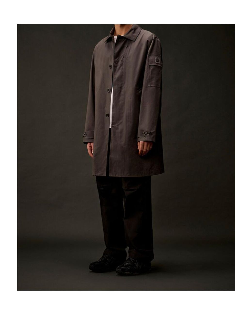 C P Company Brown Long-Sleeved Trench Coat for men