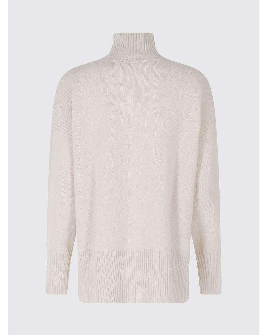 Roberto Collina White Ribbed Turtleneck Relaxedfit Sweater