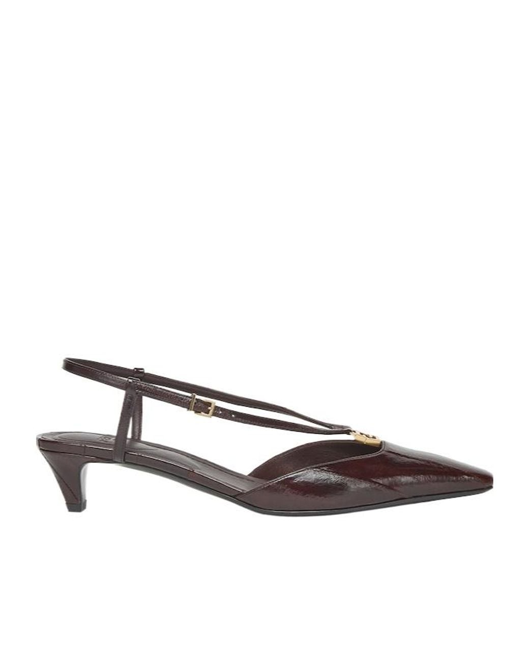 Fendi Brown Ffold Square-Toe Slingback Pumps