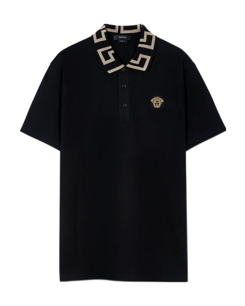 Versace Black 'Greca' Polo Shirt for men