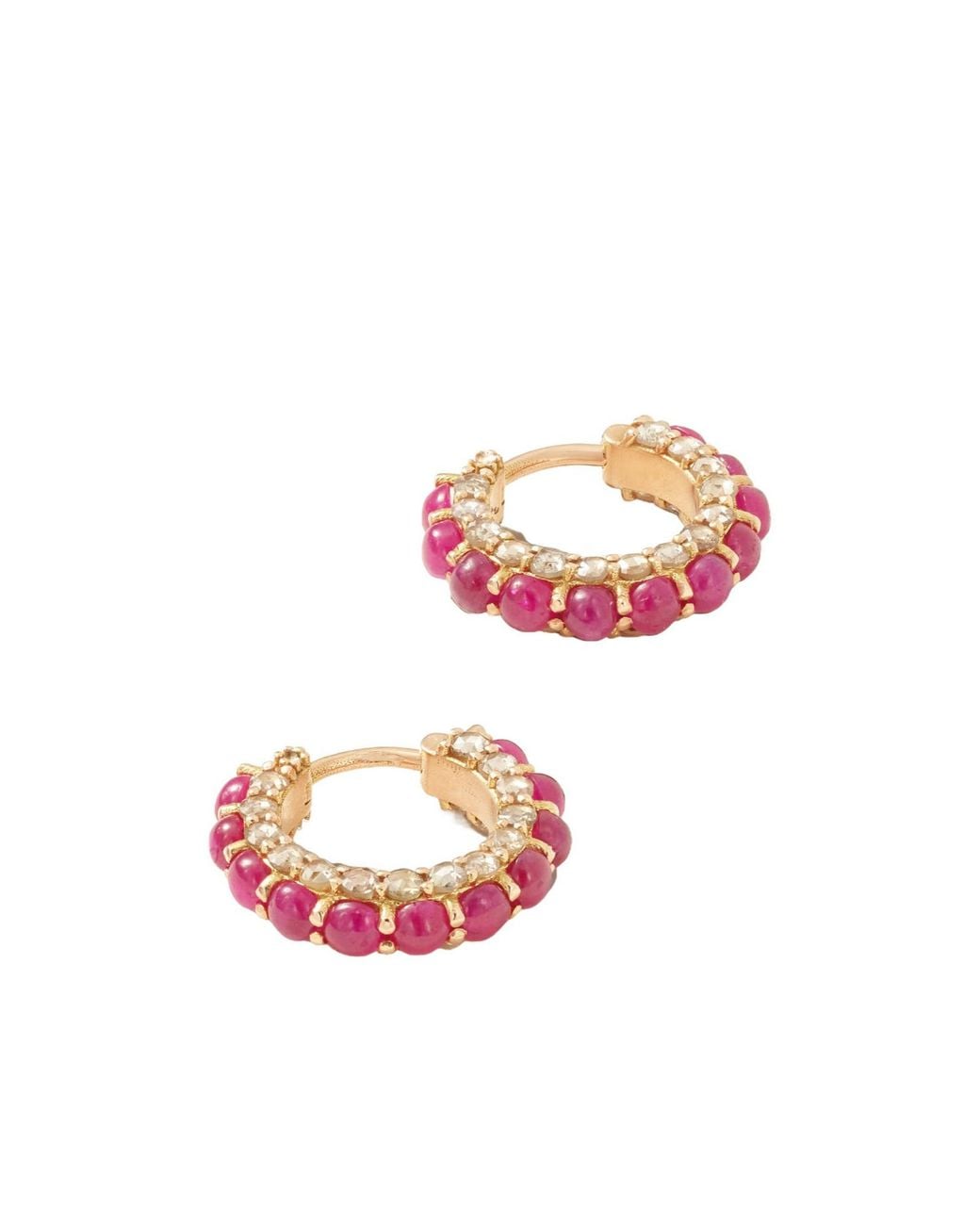 Ileana Makri Pink 18-Karat Rose Hoop Earrings
