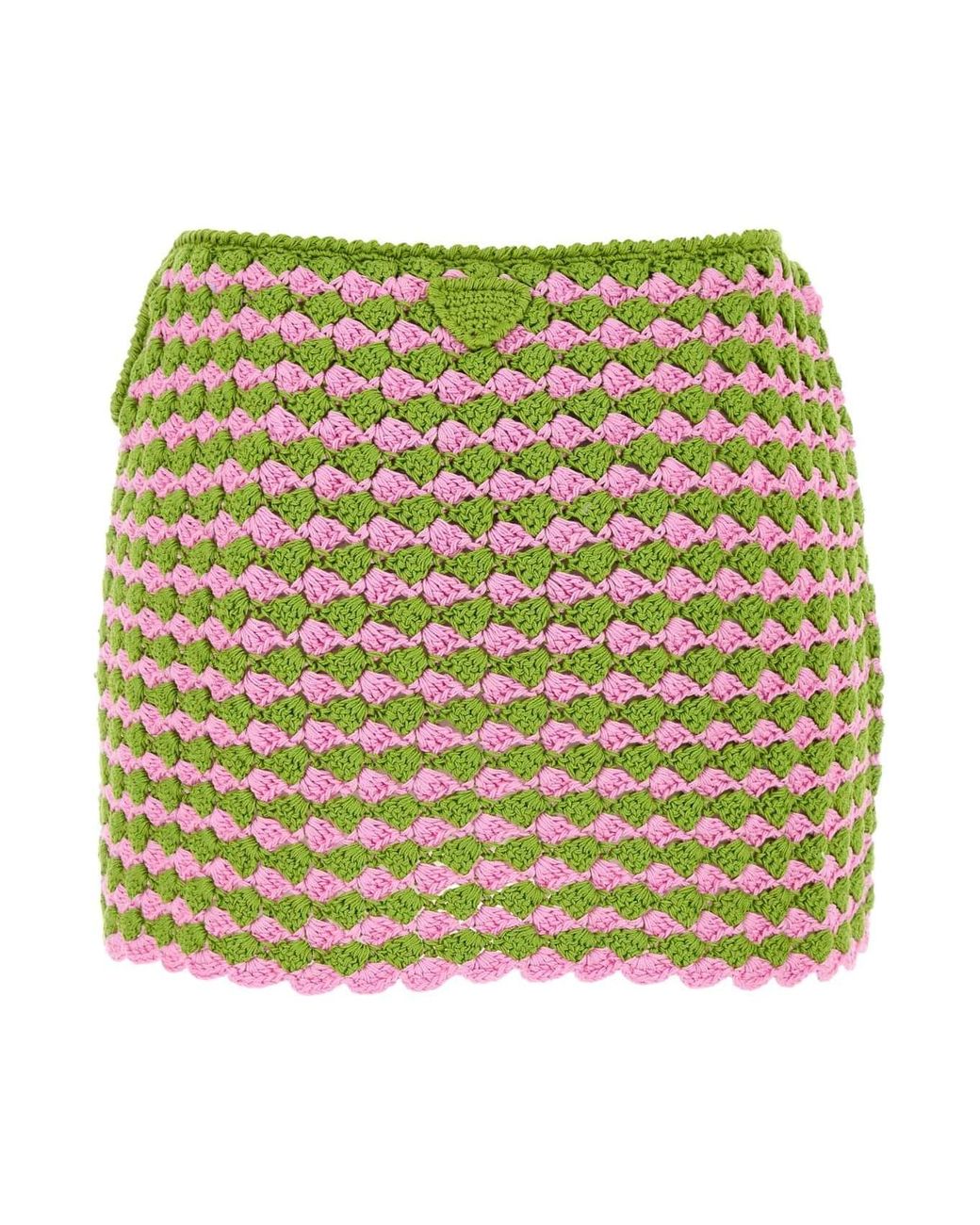 Prada Green Two-Toned Crochet Mini Skirt