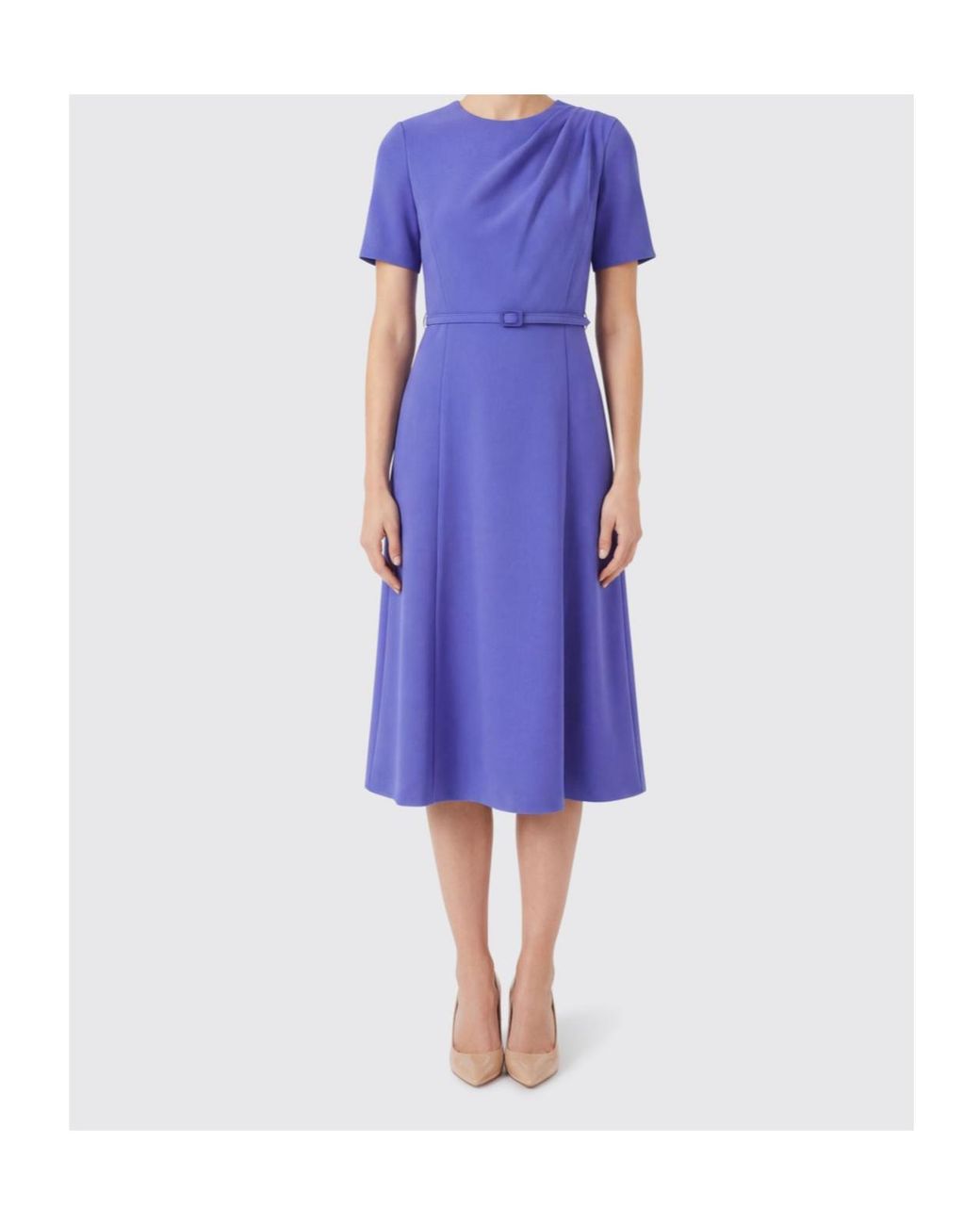 Carolina Herrera Blue Draped Belted Midi Dress
