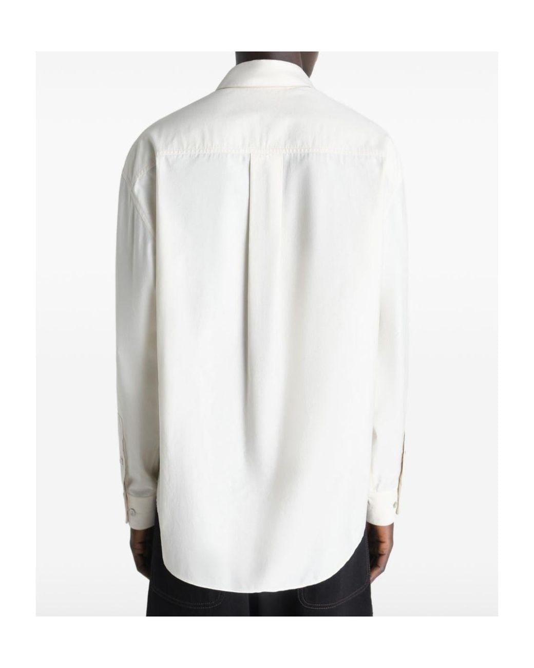 Lemaire White Long-Sleeved Curved Hem Regular Shirt for men