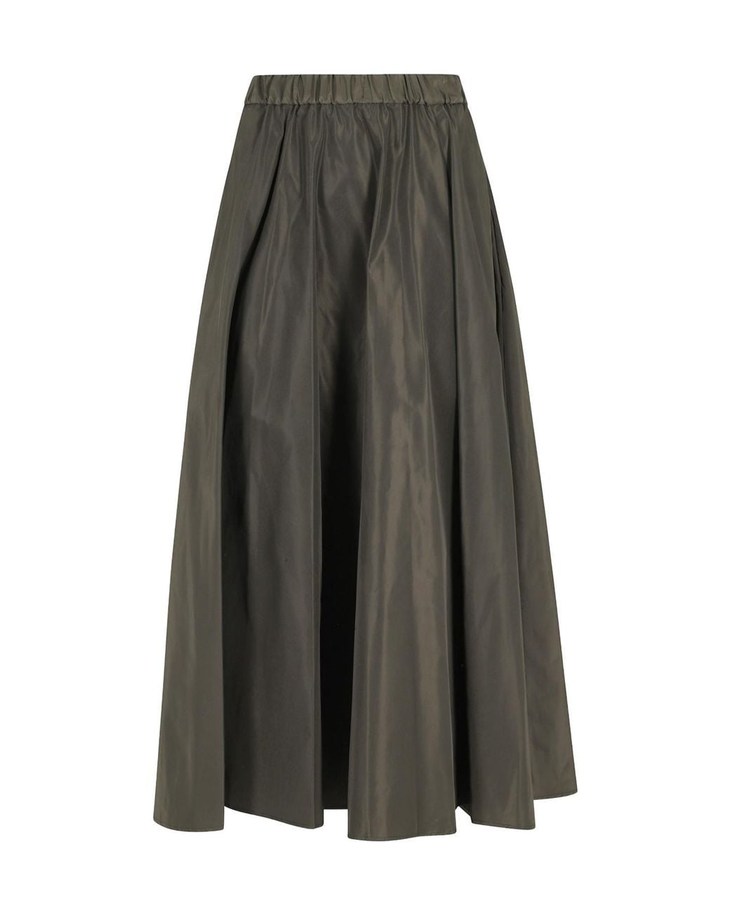 Aspesi Black Pleated A-Line Midi Skirt