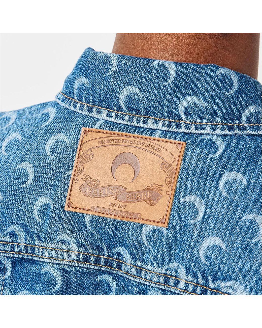 MARINE SERRE Blue Moon Pattern Button Denim Jacket