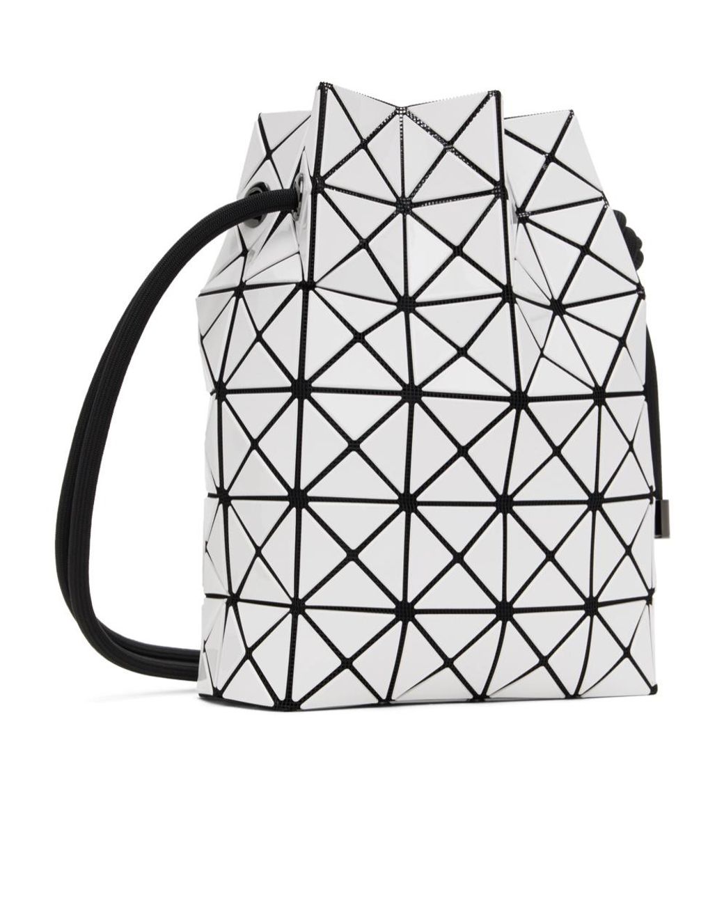 Issey Miyake White Geometric-Panelled Drawstring Bucket Bag for men