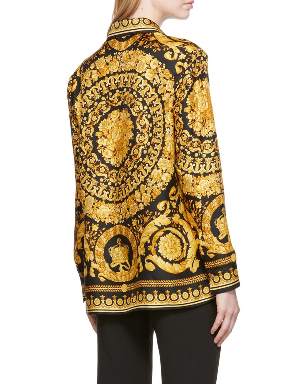 Versace Yellow Baroque Pattern Long Sleeved Shirt