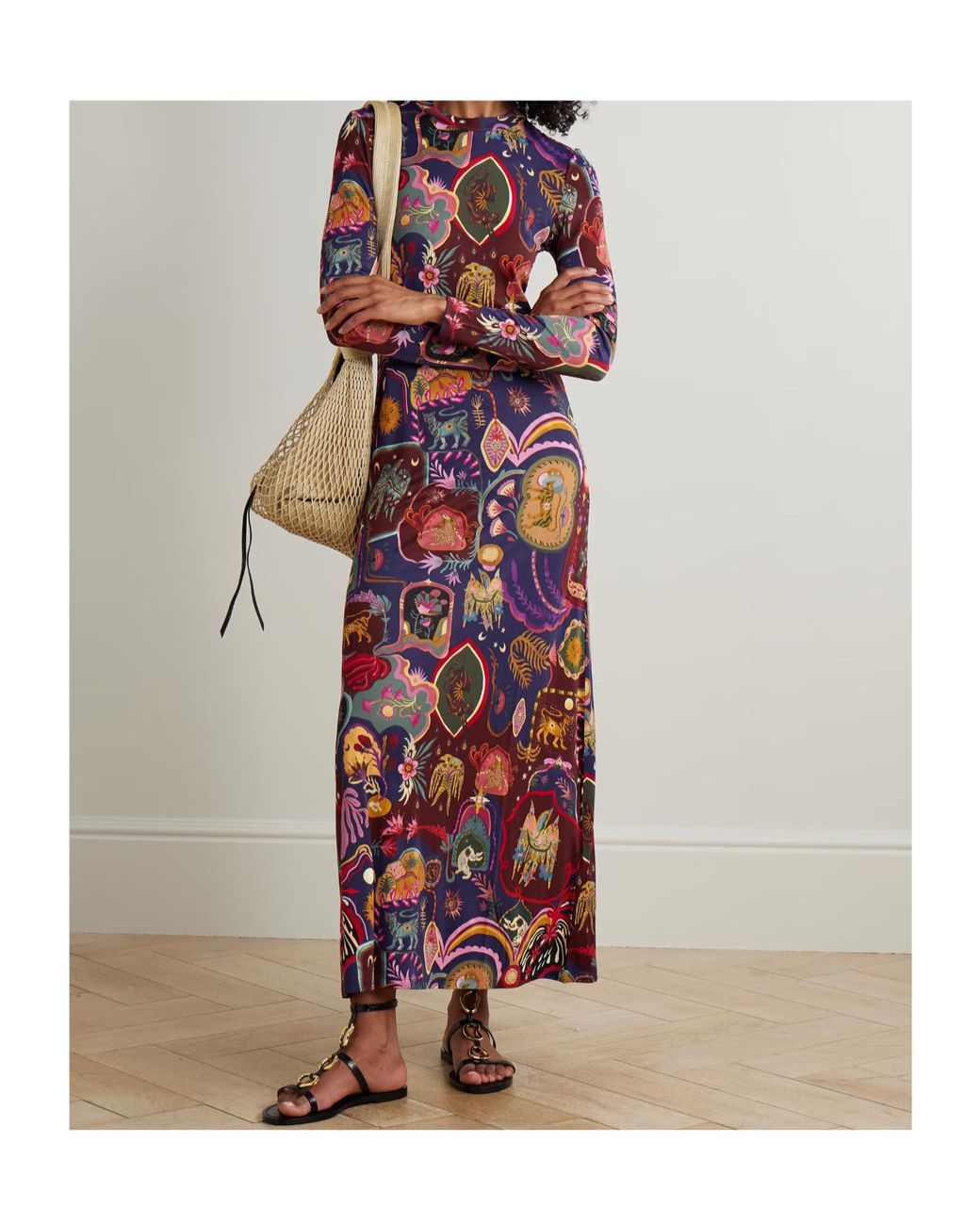 Farm Rio Red Printed Jersey Maxi Dress