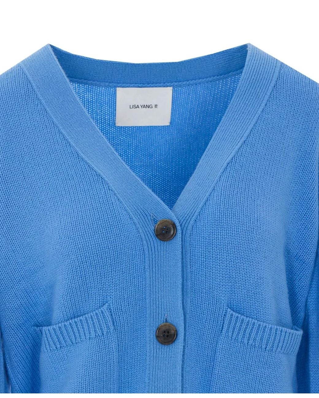 Lisa Yang Blue Danni V-Neck Button-Up Cardigan