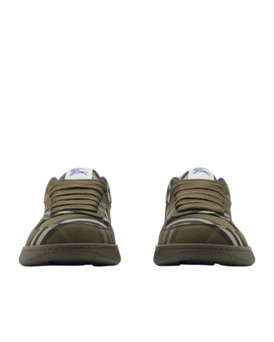 Burberry Green Checked Terrace Lace-Up Sneakers for men