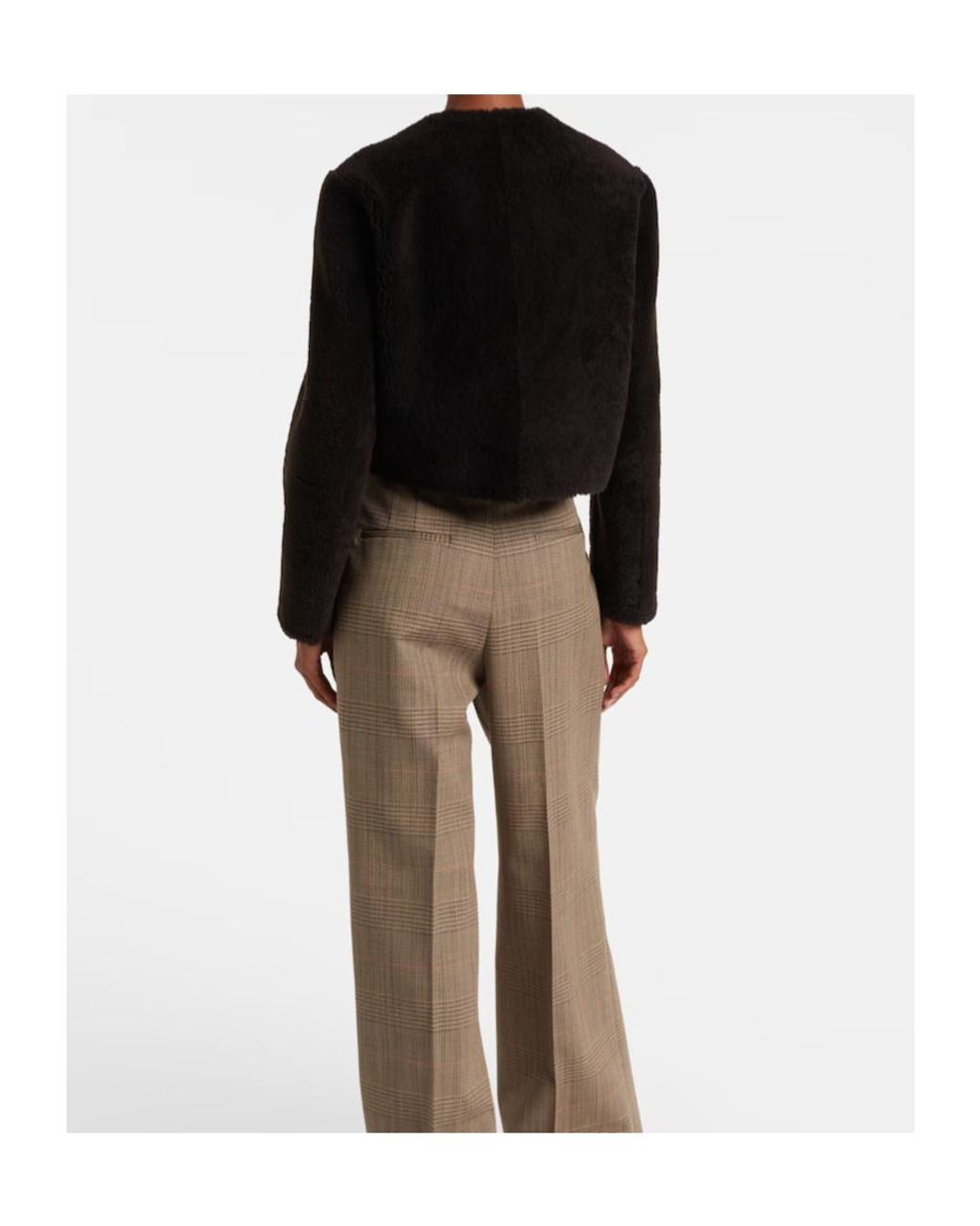 Dorothee Schumacher Black Crew Neck Long Sleeve Leather Jacket