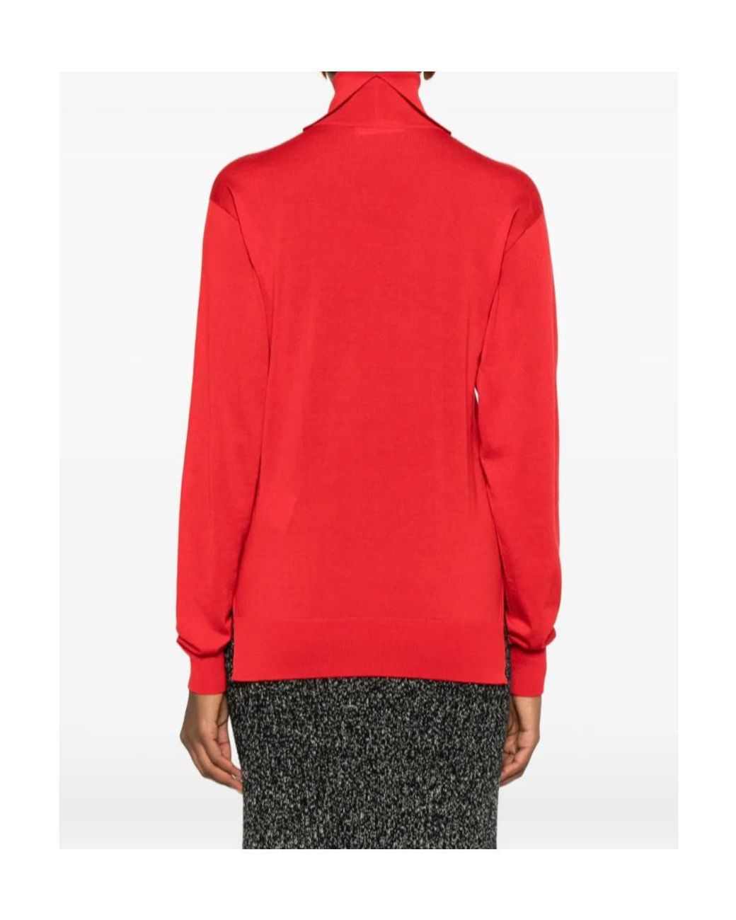 Jil Sander Red Turtleneck Knitted Sweater