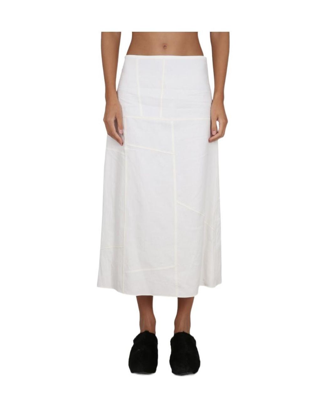 Jil Sander White High-Waist Flared Midi Skirt