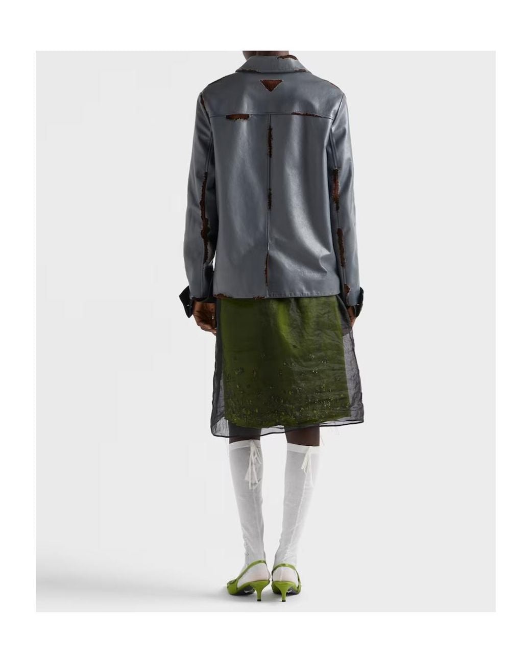 Prada Gray Smooth Leather And Suede Jacket