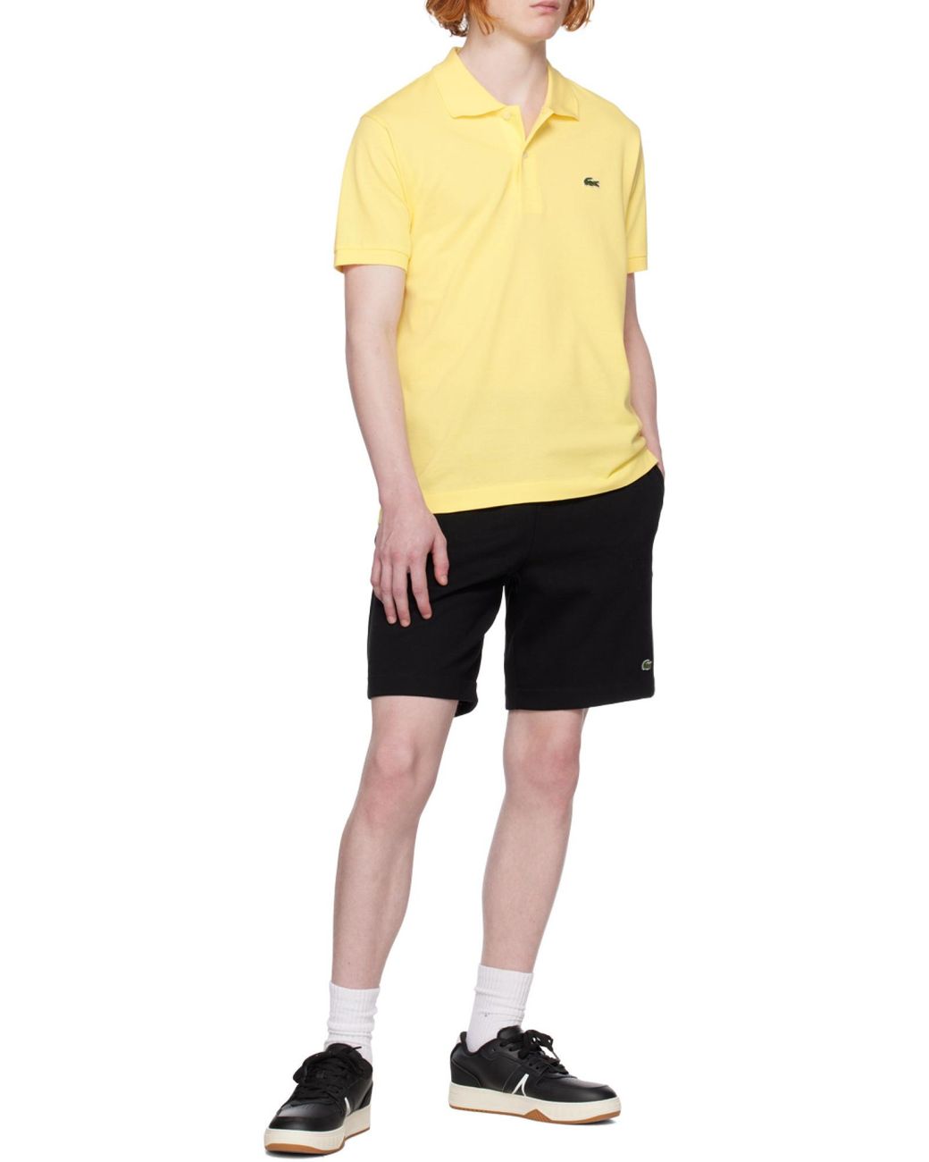 Lacoste Yellow Logo Button Polo Shirt for men