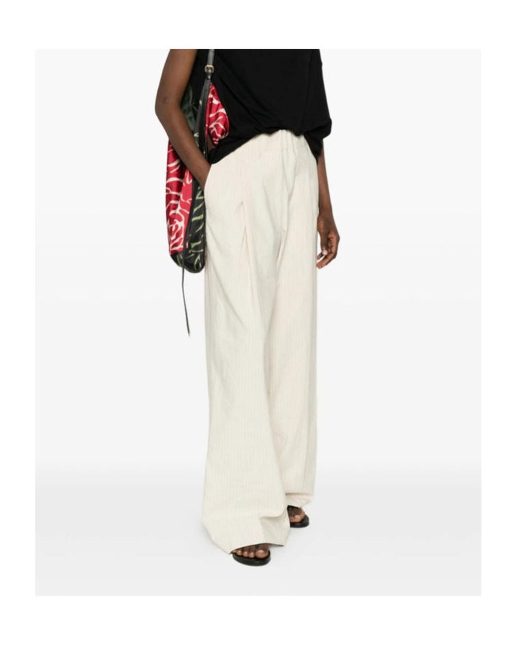 Dries Van Noten White Casual Pants With Elastic Waist