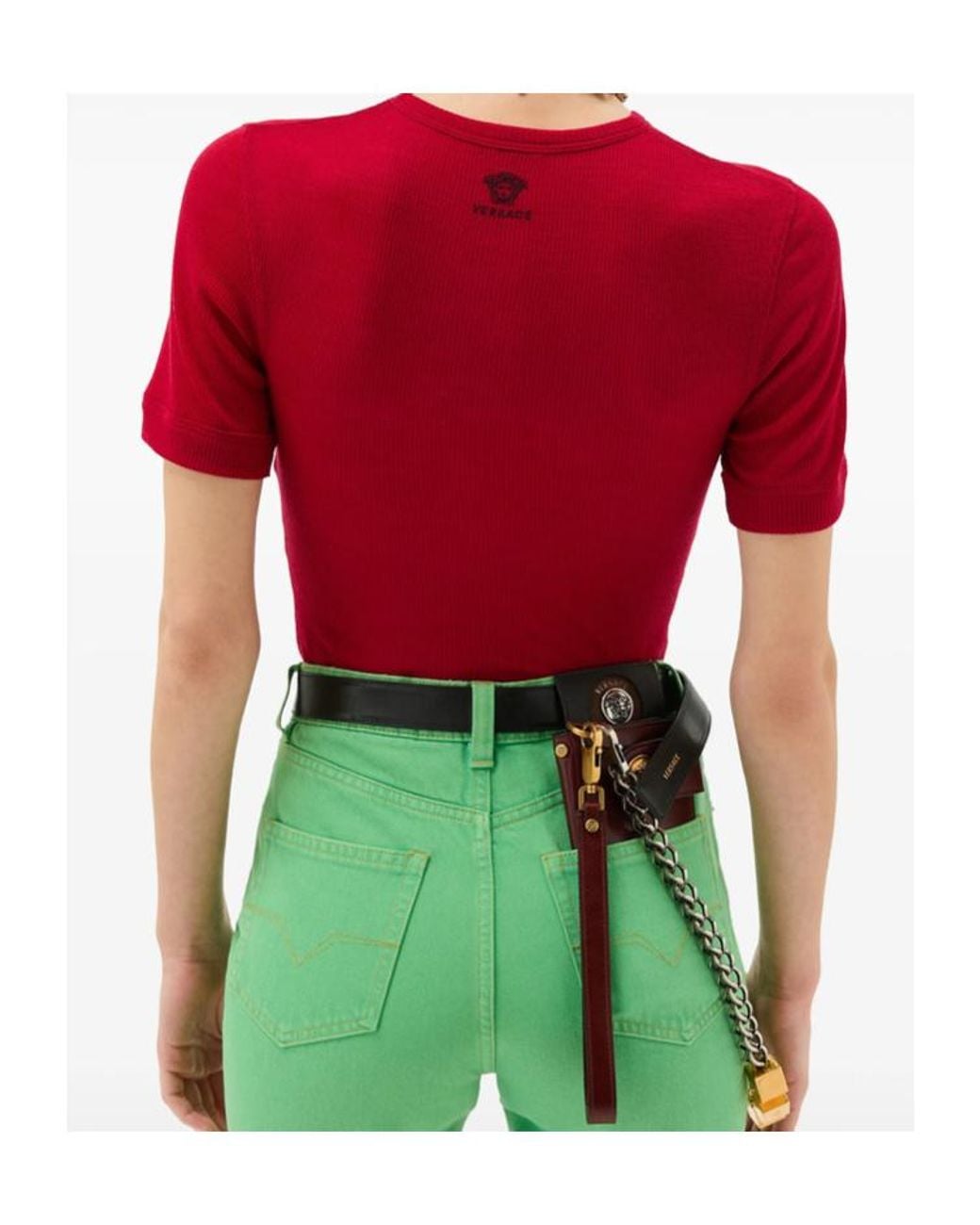Versace Red It Wool Crewneck Sweater