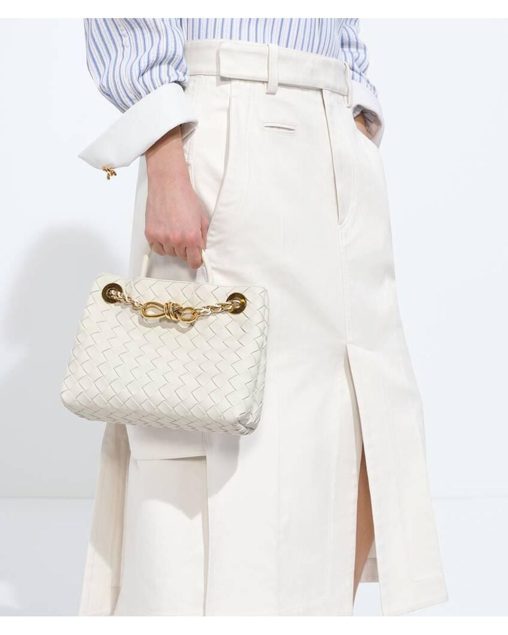 Bottega Veneta Gray Small Andiamo Chain