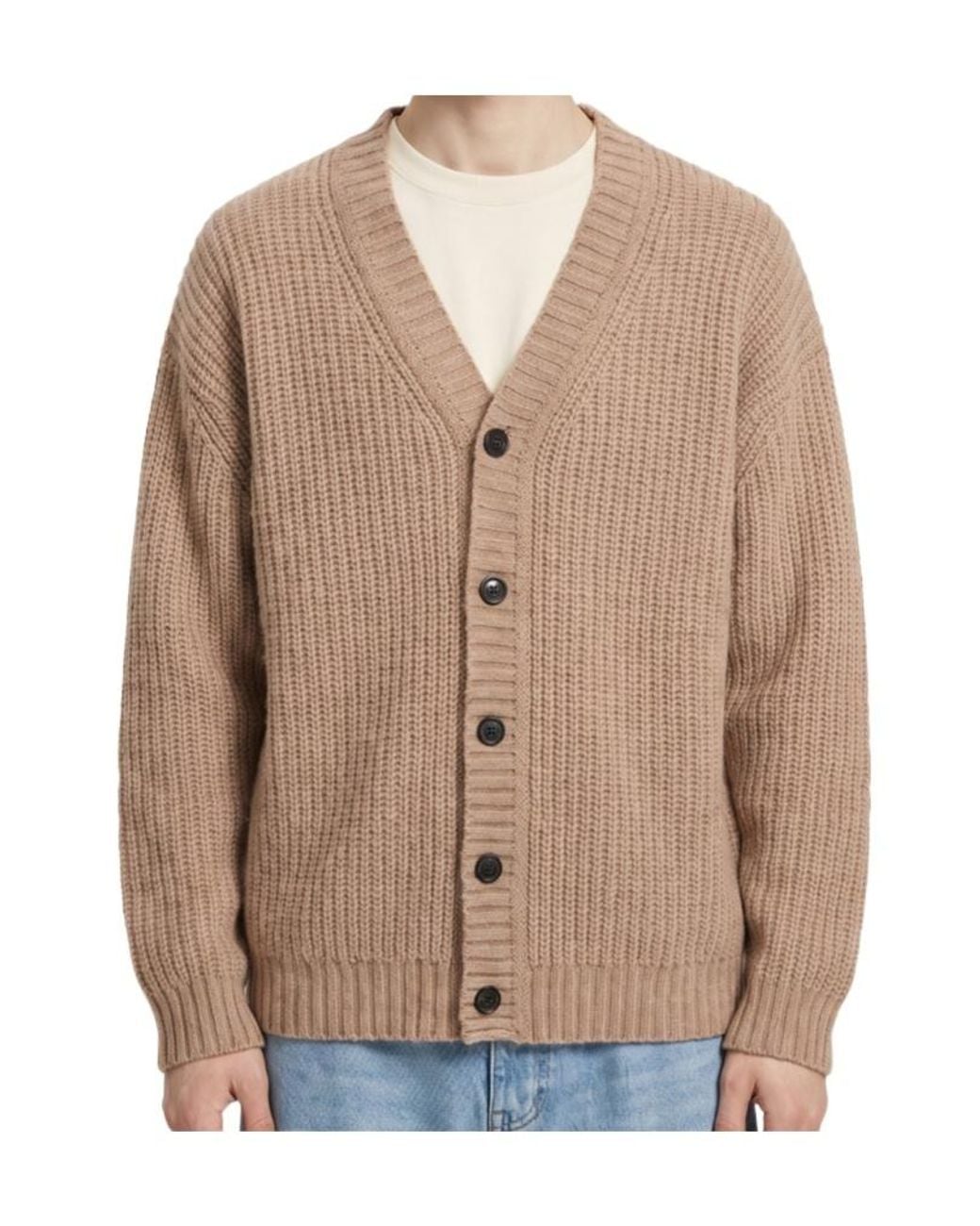 Roberto Collina Brown Popcorn Stitch Buttoned Cardigan for men