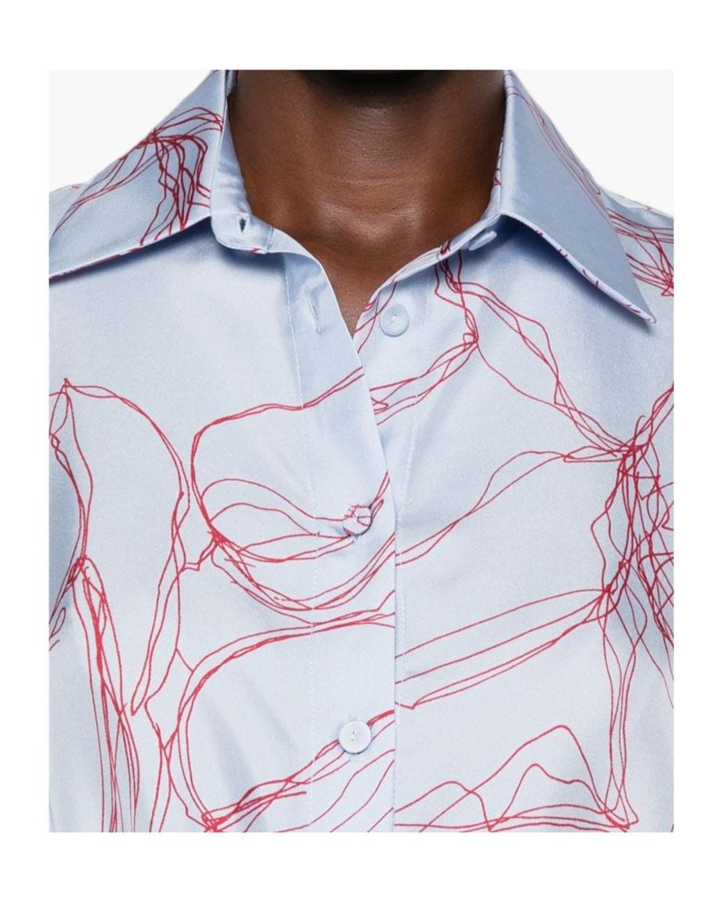 Fabiana Filippi Blue Abstract-Print Long-Sleeve Shirt