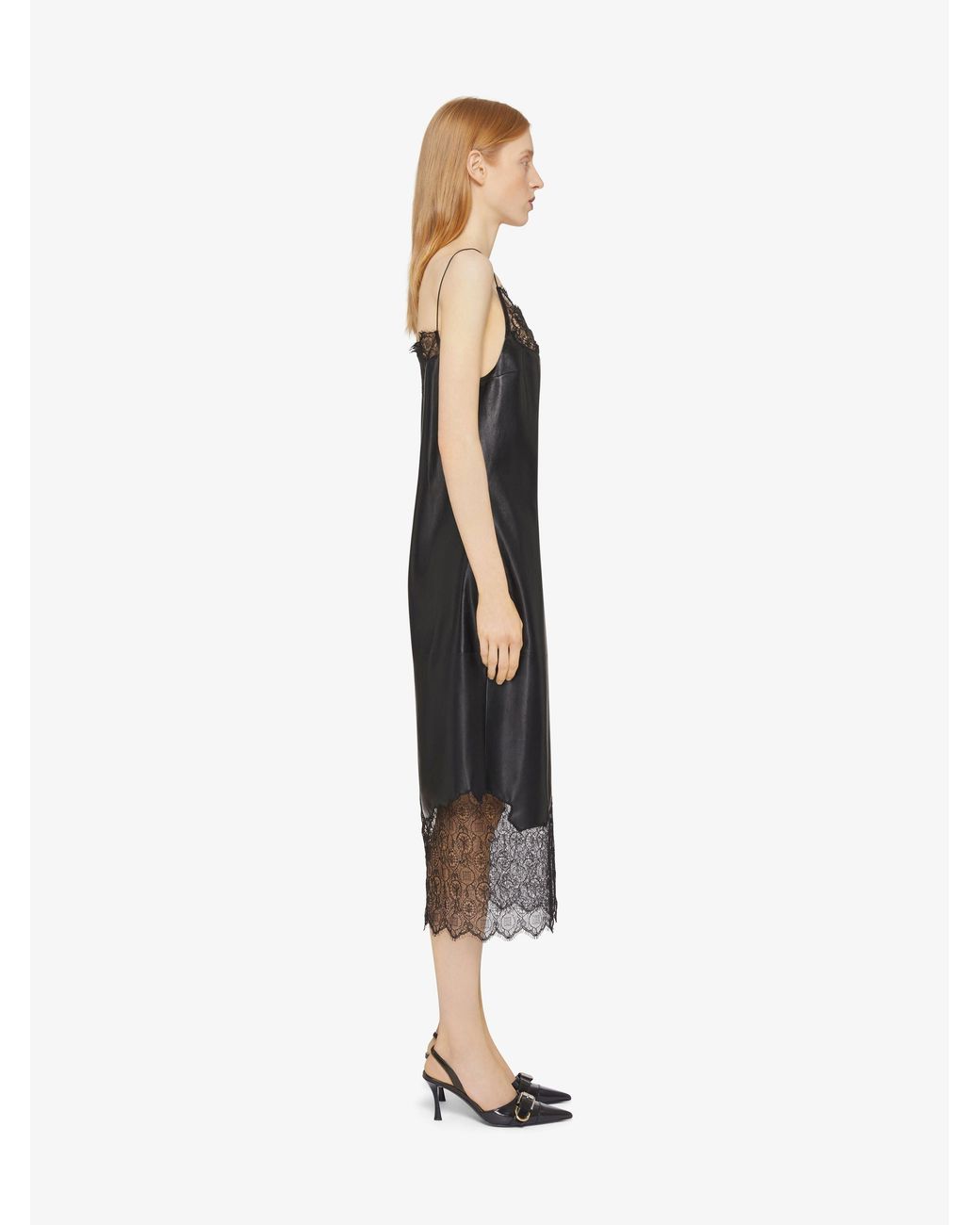Givenchy Black Lace Trimmed Midi Dress